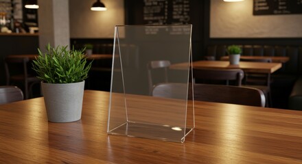 Elegant cafe ambiance with blank display for promotions or menu listings