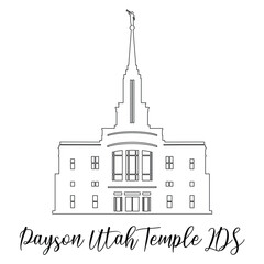Obraz premium Payson Utah LDS Temple Sketch, Religious drawing, Church Clipart