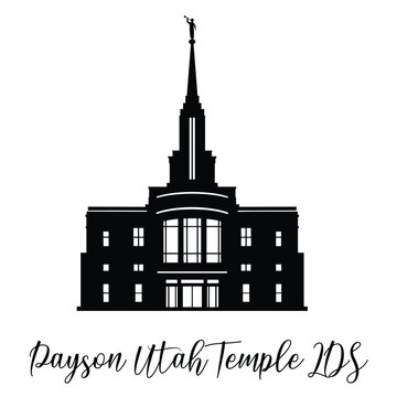 Payson Utah LDS Temple SVG, Religious Vector illustration, Church silhouette cricut