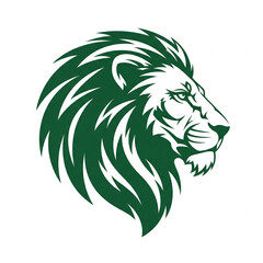 Fototapeta premium Green African lion head profile emblem