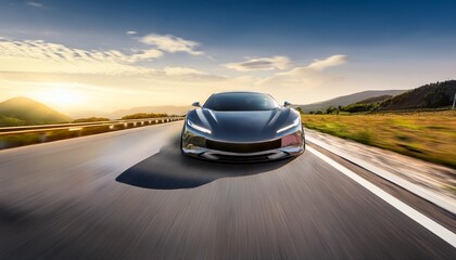 modern electric sports car drives fast on an open road speed innovation and futuristic automotive design luxury mobility and perfect fusion of power efficiency and eco conscious transportation
