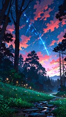 Anime forest dusk wallpaper