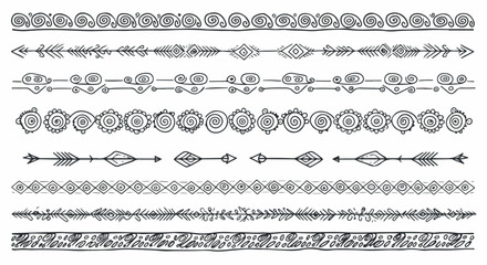 Classic ornamental line border collection with detailed vintage motifs suitable for invitations, luxury patterns, and ethnic artwork