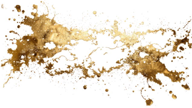 Abstract splatter of gold on black