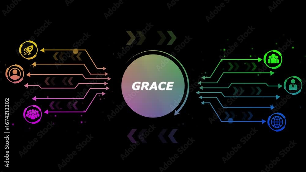 Poster futuristic digital network flow connecting icons global business teamwork startup growth success con