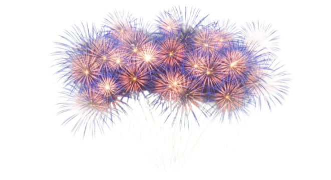 Festive Fireworks Display on Transparent Background