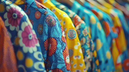 vibrant floral hawaiian shirts displayed in a store for casual fashion and summer wear