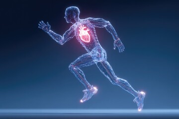 Fototapeta premium Running body, highlighted heart