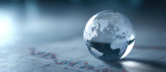 Glass globe rests on financial data
