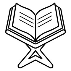 Minimal Quran Rehal with Open Book Line Art