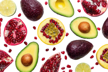 Fresh fruit slices on black