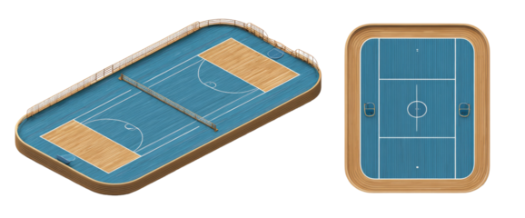 Two isometric sport courts