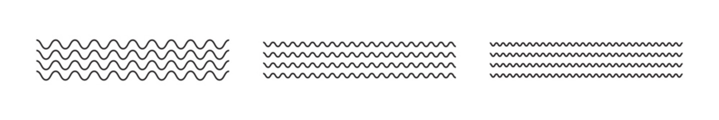 Waves line set. Wave ornament pattern. Set of wavy zigzag lines. Wave thin line background. Vector zigzag and wavy horizontal underline. Vector illustration
