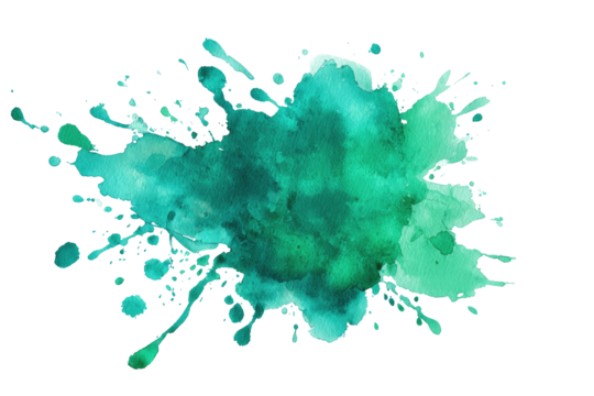 Abstract teal watercolor splatter