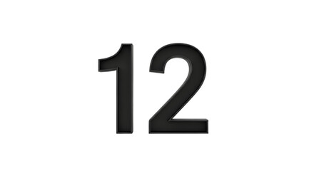 Black Number 12 on Black and White Background