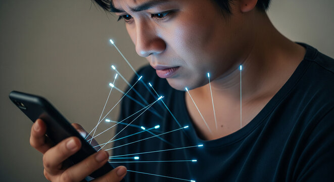 SNSによる誹謗中傷の被害者：苦痛の抽象イメージ