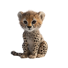 Adorable Cheetah Cub: A captivating cheetah cub sits with a gentle gaze, its distinctive spotted coat, showcasing the raw beauty of nature's design.