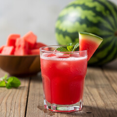 Fresh Watermelon Juice in Glass 1 - Jus Semangka Segar dalam Gelas