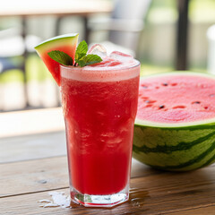 Fresh Watermelon Juice in Glass - Jus Semangka Segar dalam Gelas