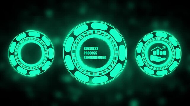 A BUSINESS PROCESS REENGINEERING concept on a futuristic ,Blue wave digital data flow. Seamless loop technology network background concept.