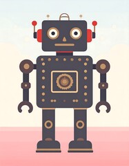Fototapeta premium Retro robot character illustration