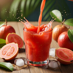 Fresh Red Guava Juice in Glass - Jus Jambu Biji Merah Segar dalam Gelas 2