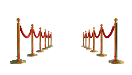 Red rope barrier, perspective view