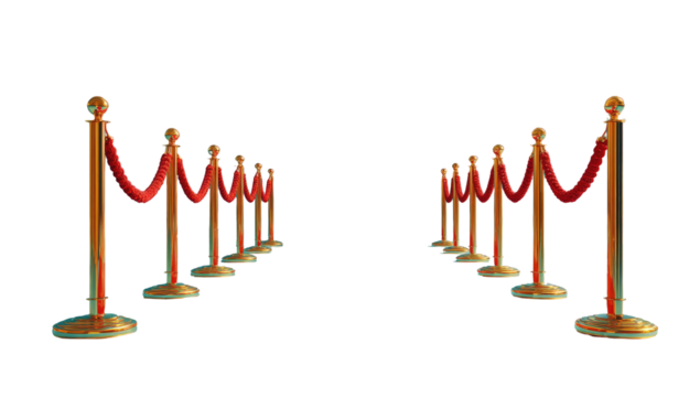 Red rope barrier, perspective view