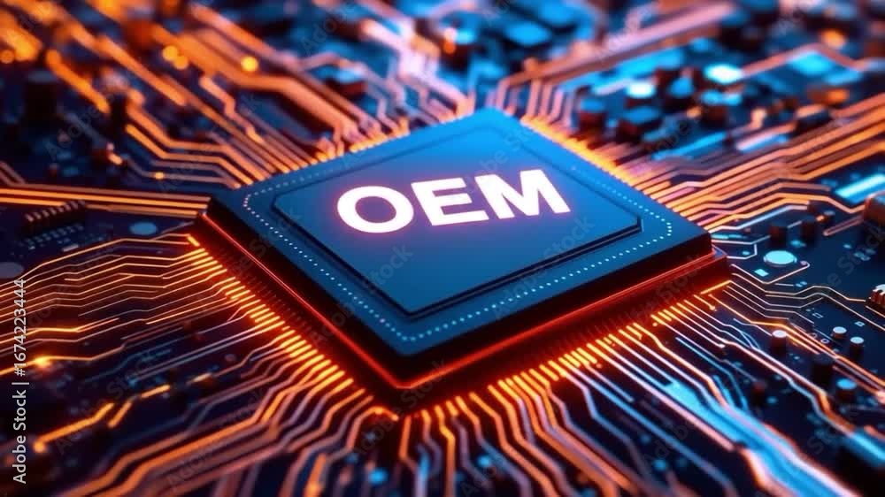 Aufkleber illuminated oem microchip on a circuit board processor