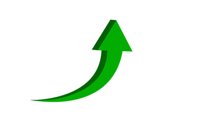 3D green curve arrow icon. showing arrow design, logo, arrow indicated direction success symbol. curved 3d arrow on transparent background.