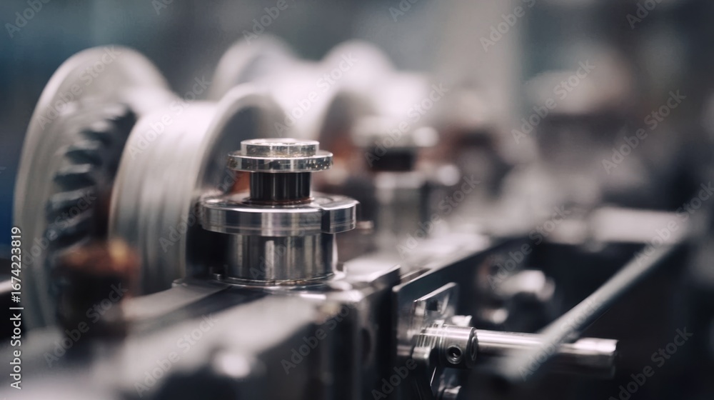Poster close medium shot of energysaving vegetable processing machine components in motion foreground eleme