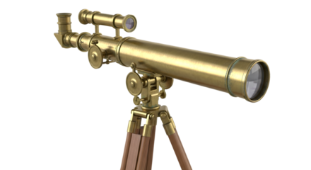 Antique brass telescope on tripod