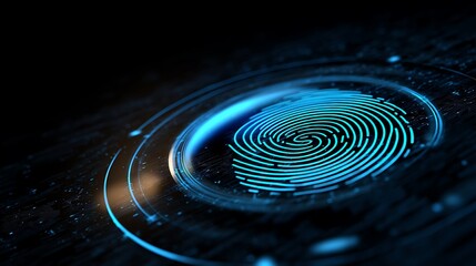 Obraz premium A Glowing Digital Fingerprint Scan in Futuristic Technology