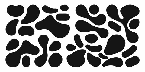 Abstract organic black shapes on a white background seamless pattern design