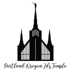 Fototapeta premium Portland Oregon LDS Temple SVG, Religious Vector illustration, Church silhouette cricut