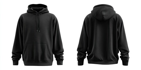 Front and back view of a black hoodie (1)