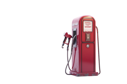 Efficiently designed petrol pump isolated on clear transparent background ideal for use in automotive, energy, and fuel distribution-related visual projects.