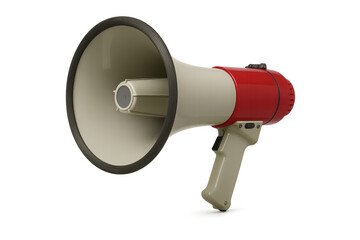 Naklejka premium Bold Red Megaphone Ready for Important Announcement on White Background