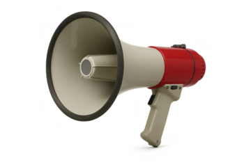 Bold Red Megaphone Ready for Important Announcement on White Background