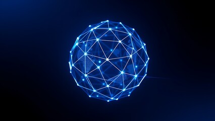 Abstract blue and white geometric sphere with connecting lines, symbolizing futuristic concepts.