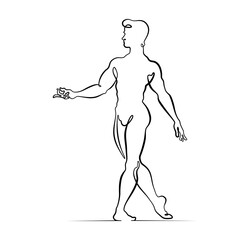 Continuous one line drawing Male dancer. Ballet dancer. One continuous line isolated minimal illustration.Not AI.