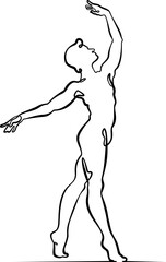 Continuous one line drawing Male dancer. Ballet dancer. One continuous line isolated minimal illustration.Not AI.