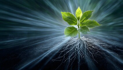 Plant growth and roots illustration for agriculture and nature concepts art