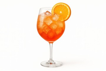 Classic Italian Aperol Spritz cocktail with fresh orange garnish professionally photographed on white background