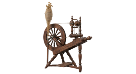 Antique wooden spinning wheel