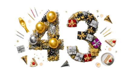 Festive Number 43 Made of Party Elements