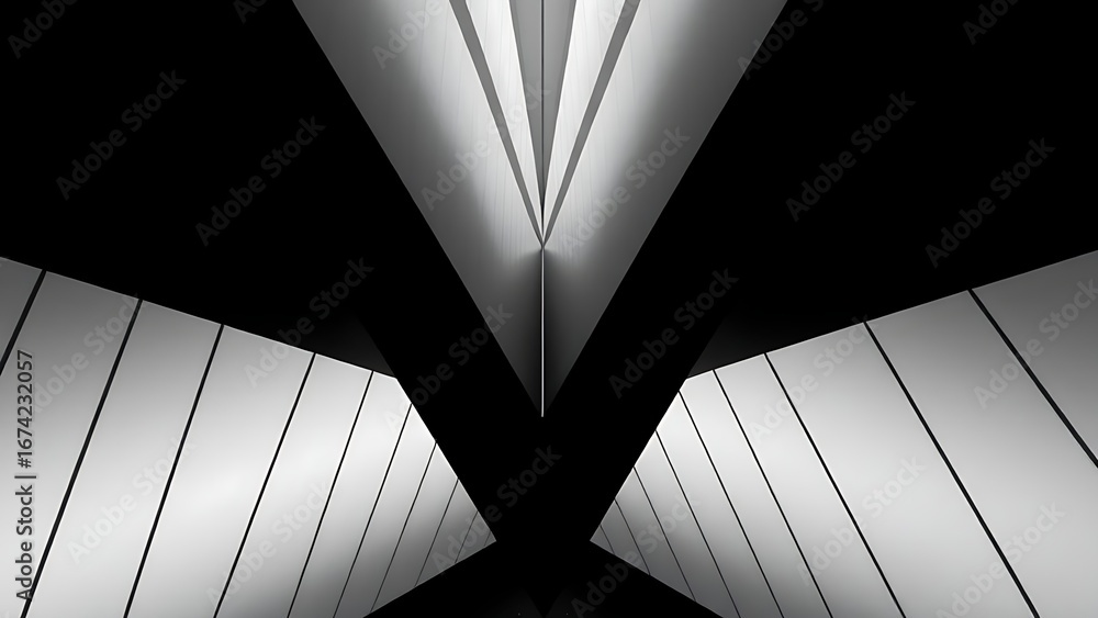 Wall mural abstract geometric lines forming an architectural pattern, monochromatic gradient creating a modern 