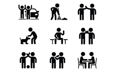 Activities and interactions icon set