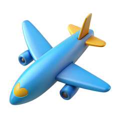 Fototapeta premium A charming blue and yellow airplane soars through the sky, isolated on transparent background, inviting viewers to embark on a journey of adventure and exploration