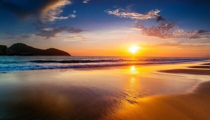 Obraz premium beach at sunset generated ai